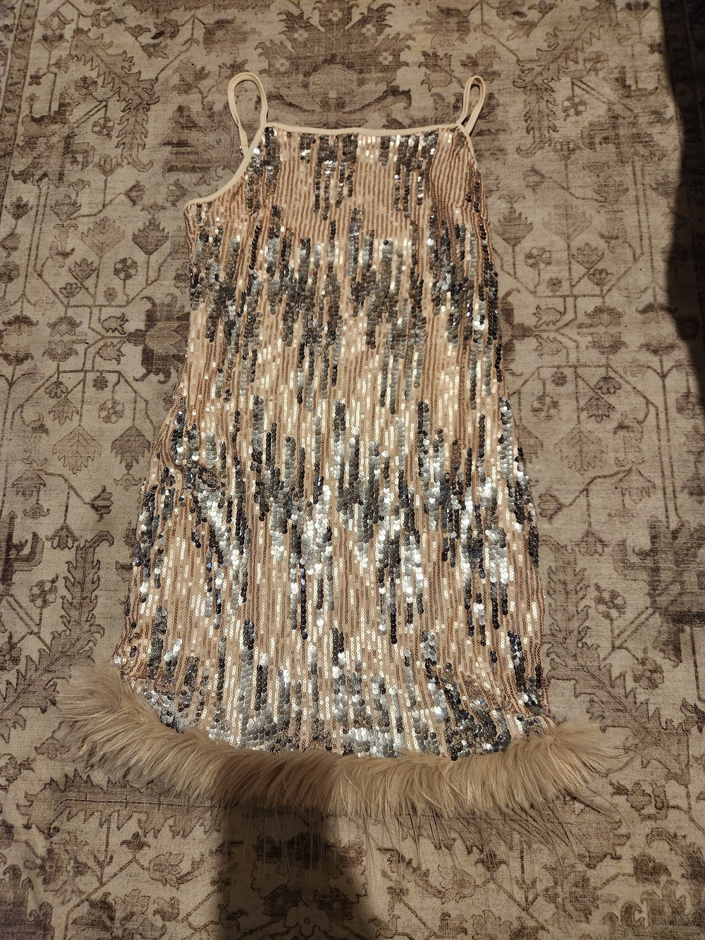 SHEIN Gold and Silver Sequin Fringe Mini Dress